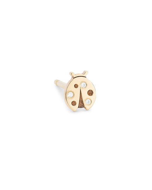 Zoe Chicco Itty Bitty Symbols 14K Single Ladybug Stud Earring