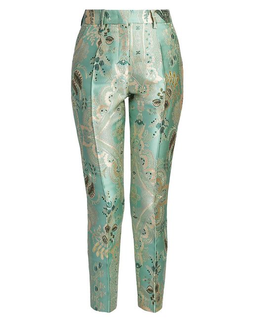 Etro Jacquard Pleated Ankle-Crop Trousers