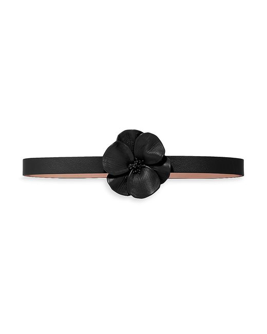 Carolina Herrera Beaded Flower-Embellished Buckle Belt