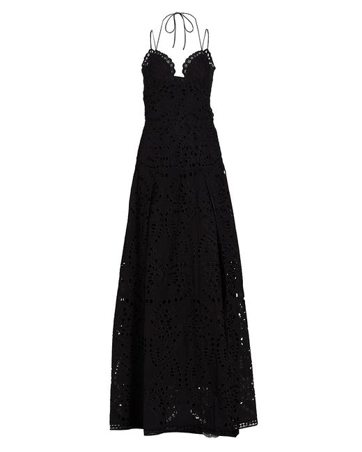 Alberta Ferretti Butterfly-Embroidered Eyelet Gown