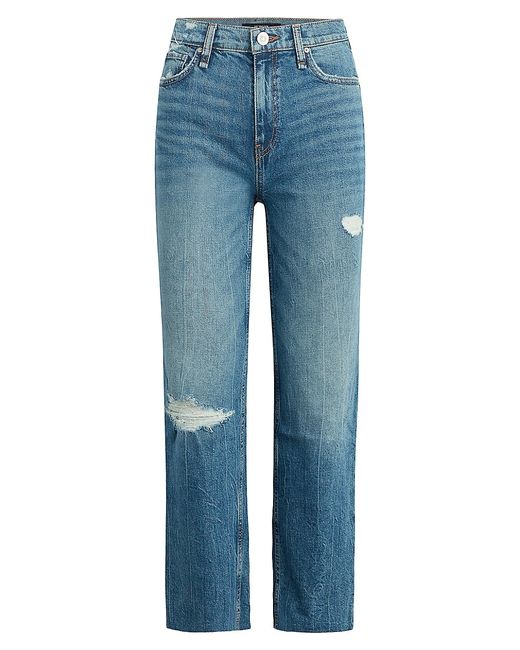 Hudson Jeans Remi High-Rise Distressed Cropped Straight-Leg Jeans