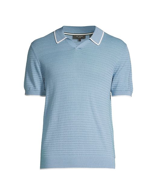 Ted Baker Durdle Textured Striped Knit Polo Shirt
