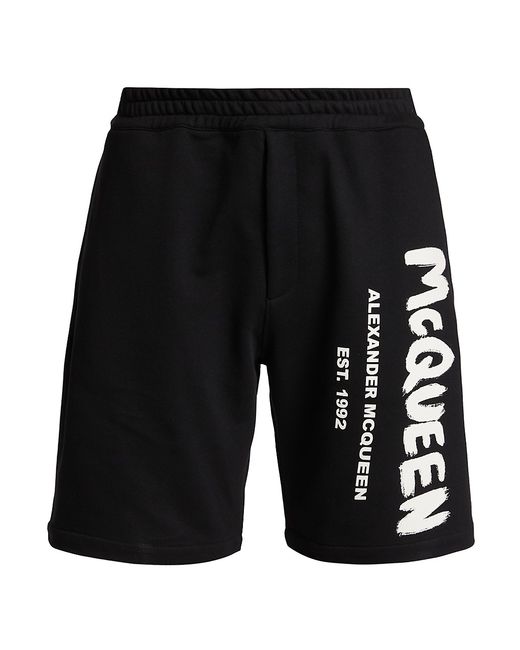 Alexander McQueen Graffiti Logo Cotton Shorts