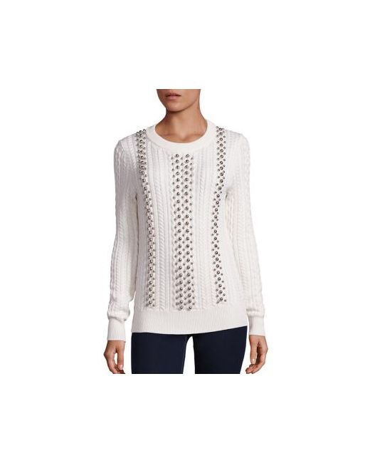 Michael Michael Kors Beaded Cable-Knit Sweater