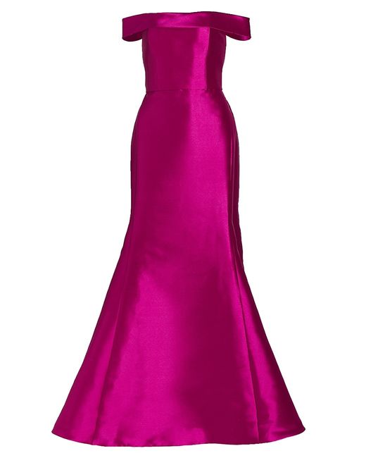 Amsale Satin Off-The-Shoulder Mermaid Gown
