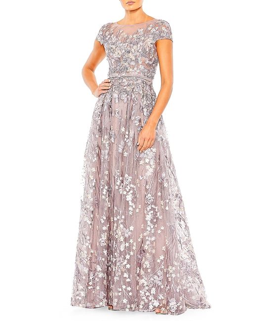 Mac Duggal Beaded Floral-Embroidered Gown