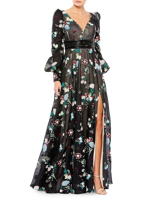 Mac Duggal Floral Embroidered Gown