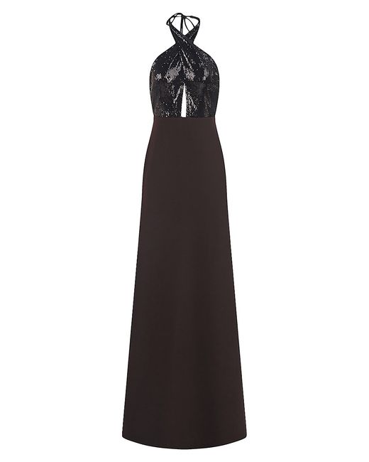 H Halston Lacey Sequined Crepe Gown