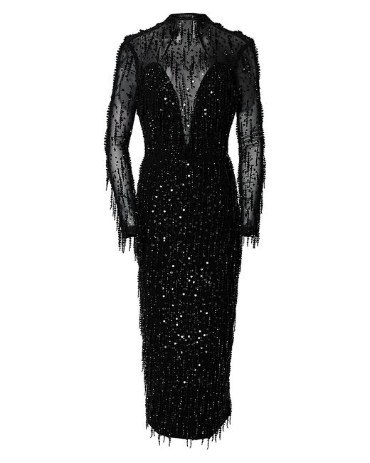 Carolina Herrera Metallic Long-Sleeve Dress