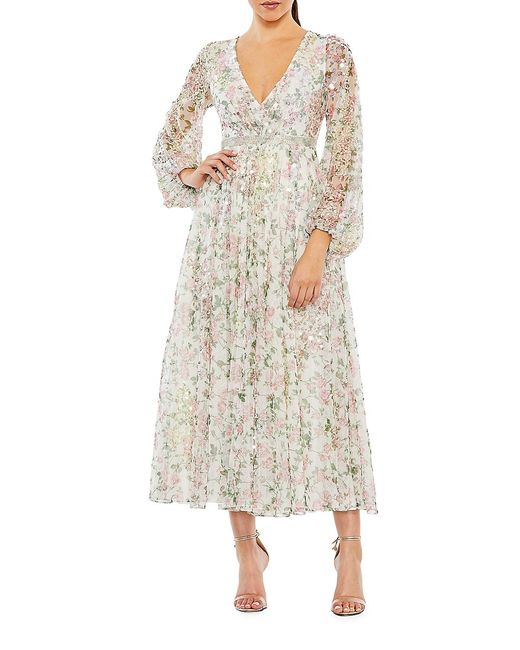 Mac Duggal Cocktail Floral Midi-Dress