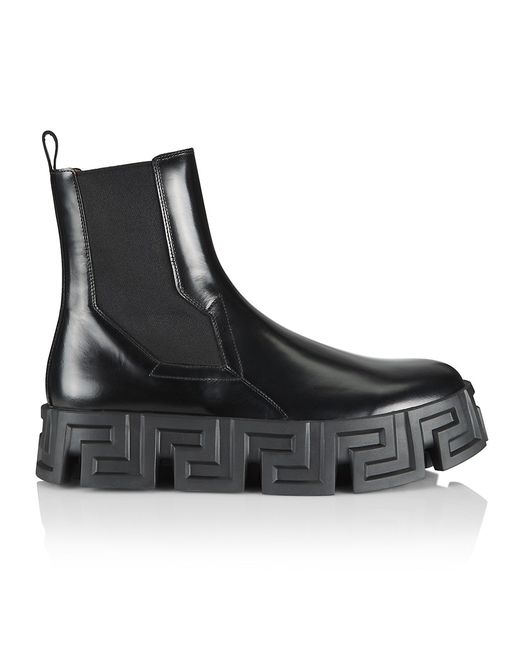 Versace Leather Platform Chelsea Boots