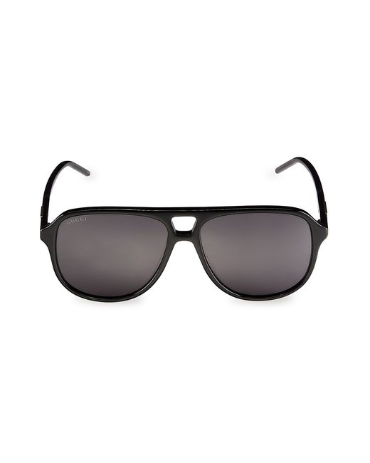 Gucci Sophisticated Web Gg1156s-001 Acetate Pilot Sunglasses