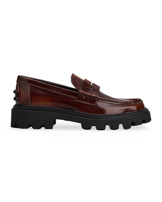 Tod's Gomma Pesante Leather Lug-Sole Penny Loafers