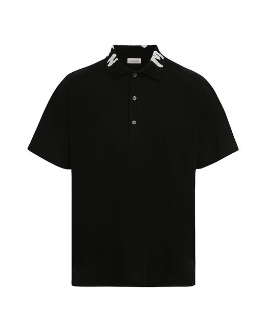 Alexander McQueen Graffiti Logo Collar Polo Shirt