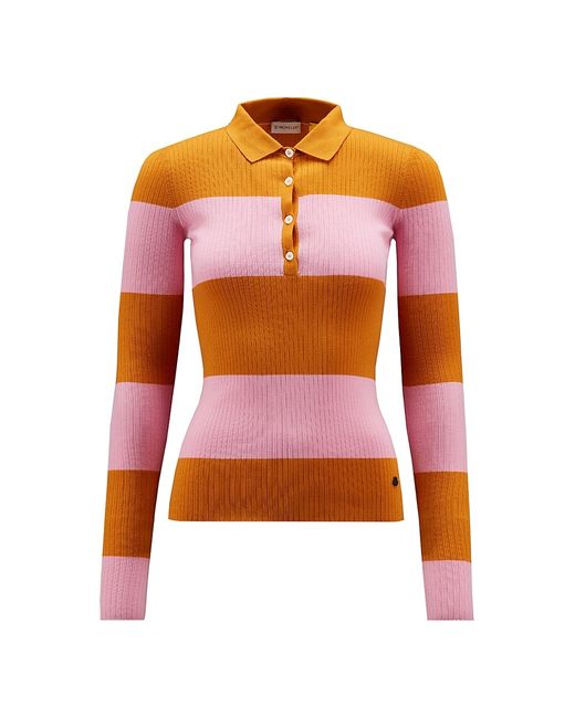Moncler 2 1952 Long-Sleeve Rib-Knit Wool Polo Sweater