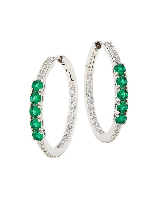 Adriana Orsini Loveall Sterling Faux Emerald Hoop Earrings