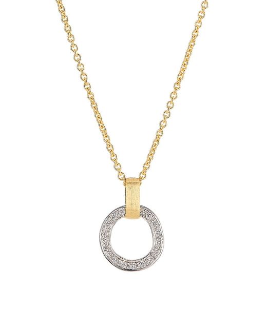 Marco Bicego Jaipur Two-Tone 18K Gold Diamond Hoop Pendant Necklace