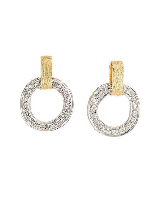 Marco Bicego Jaipur Two-Tone 18K Gold Diamond Hoop Drop Earrings