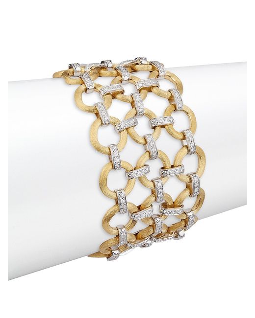 Marco Bicego Jaipur Link 18K Yellow Diamond Flat-Link Triple-Row Bracelet
