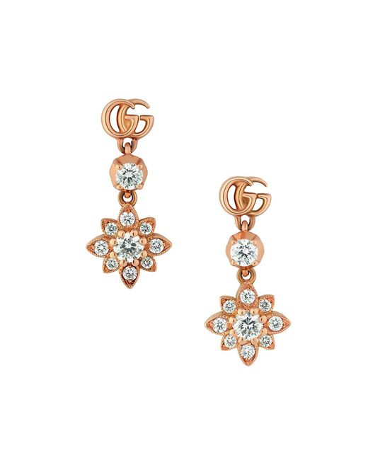 Gucci Flora 18K Diamond Drop Earrings