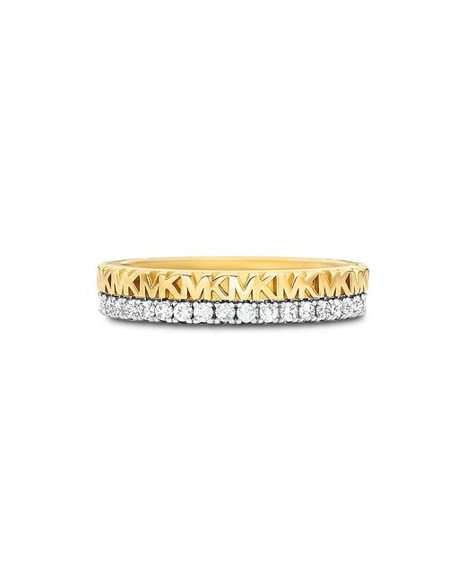 Michael Kors 14K-Gold-Plated Sterling Cubic Zirconia Monogram Ring