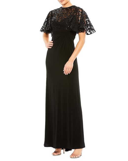 Mac Duggal Embellished Butterfly-Sleeve Gown