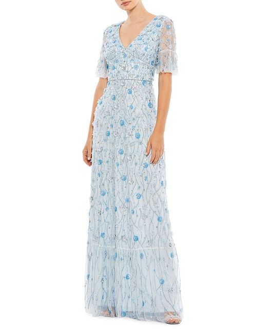 Mac Duggal Floral Sequined Column Gown