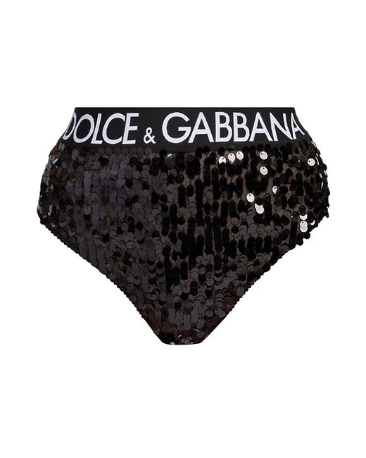 Dolce & Gabbana Sequin Logo Bikini-Cut Briefs
