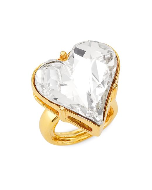 Kenneth Jay Lane Gold-Plated Crystal Heart Ring