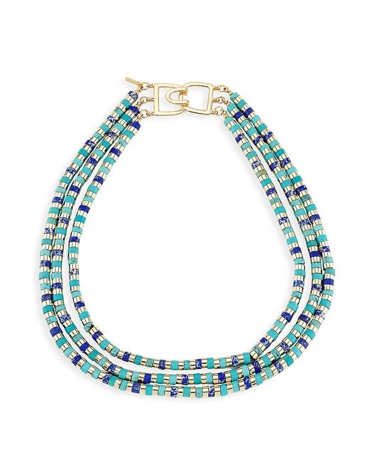 Kenneth Jay Lane 14K-Gold-Plated Turquoise Lapis Lazuli Beaded Triple-Strand Necklace