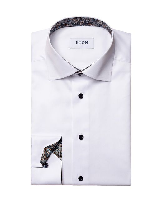 Eton Twill Button-Front Contemporary-Fit Shirt