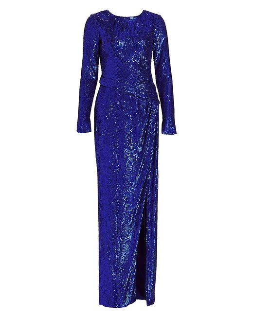 Pamella Roland Sequined Long-Sleeve Gown