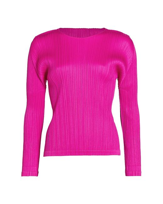 Pleats Please By Issey Miyake Textured Striped Pullover Top