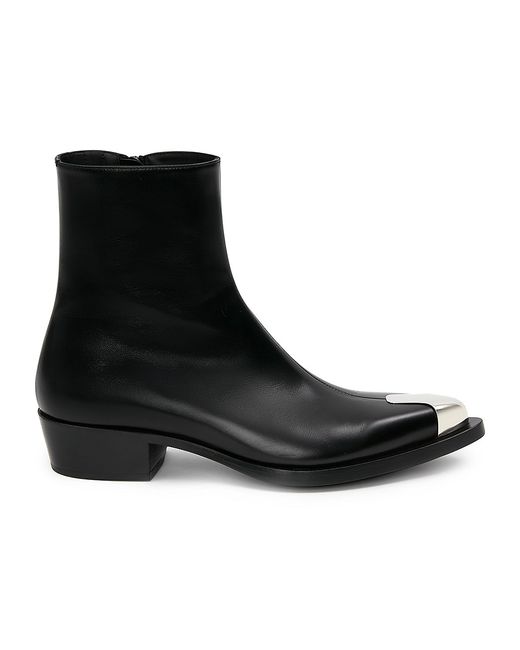 Alexander McQueen Metal-Toe Leather Boots