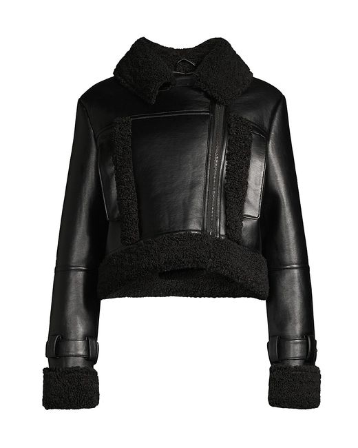 Apparis Jay Faux Leather Shearling Crop Jacket