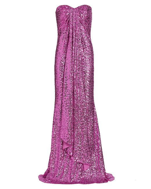 Badgley Mischka Sequin Floor-Length Strapless Gown