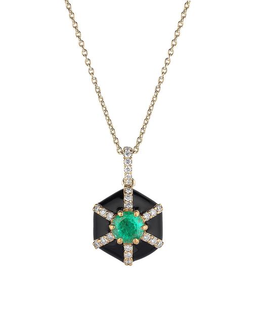 Goshwara Queen 18K Multi-Gemstone Enamel Hexagonal Pendant Necklace