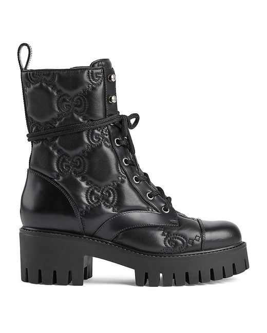 Gucci Quilted-Logo Combat Boots