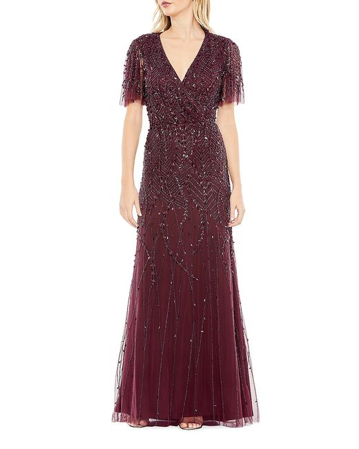 Mac Duggal Sequined Beaded Tulle Gown