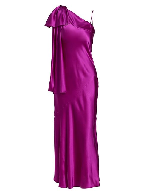 Rodarte Satin 1 Shoulder Dress With Bow Detail
