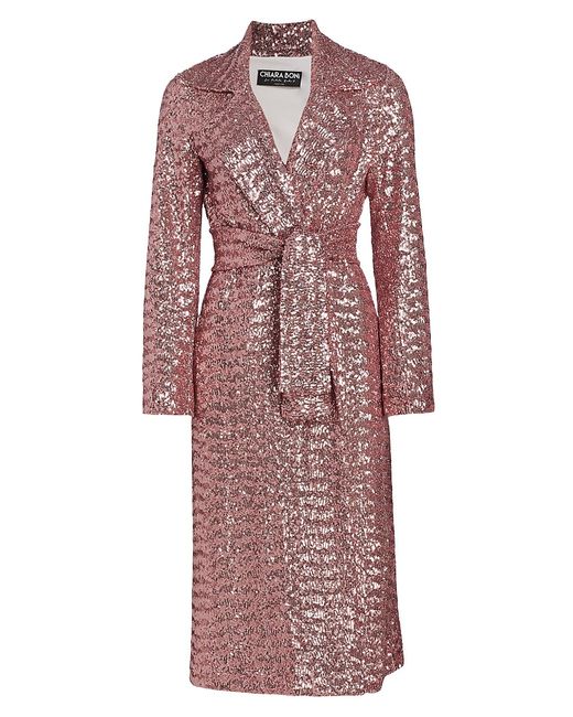 Chiara Boni La Petite Robe Saveria Long Sequin Wrap Coat