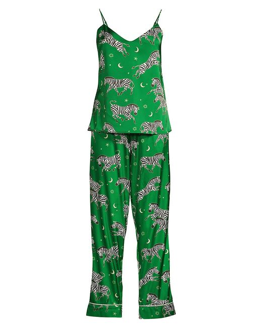 Averie Sleep Taavi 2-Piece Zebra-Print Satin Camisole Pajama Set