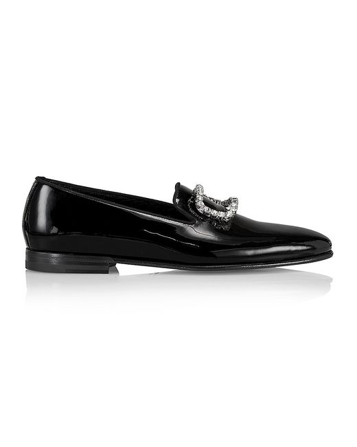 Manolo Blahnik Mariocc Crystal Buckle Patent Leather Loafers