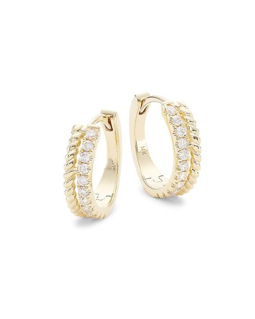 Saks Fifth Avenue Collection 14K Gold 0.19 TCW Diamond Huggie Hoop Earrings