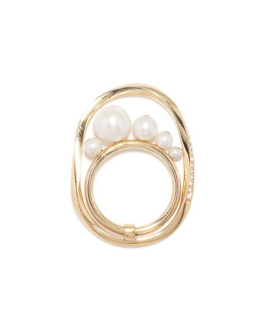 Completedworks Suburbs Work Wont Love You Back 14K Gold-Plate Pearl White Topaz Ring