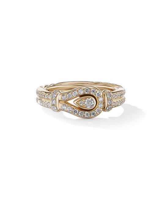 David Yurman Throughbred Loop Ring In 18K Yellow With 0.44 TCW Full Pavé Diamonds