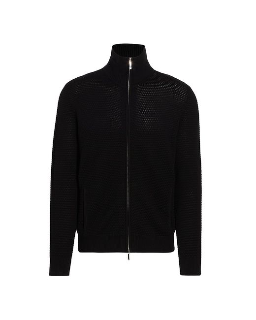 Emporio Armani Textured Zip-Up Turtleneck Sweater