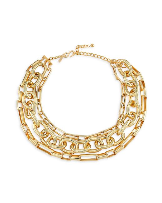 Kenneth Jay Lane Three-Row 18K Gold-Plated Multi Chain-Link Necklace