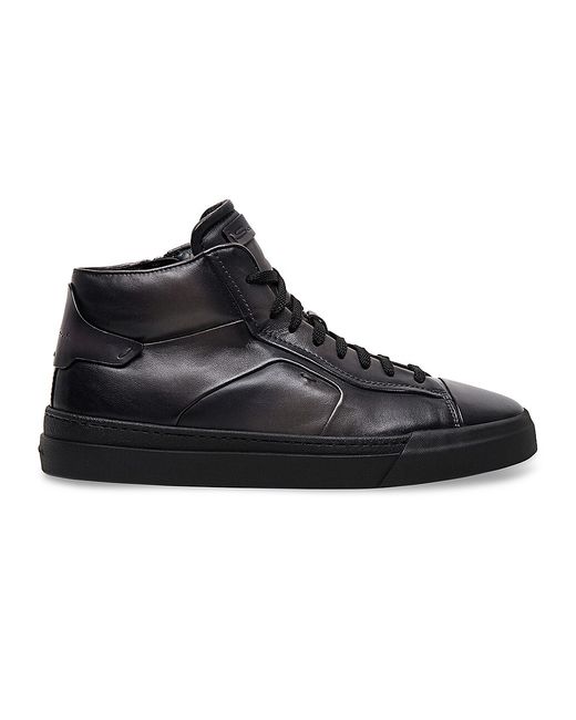 Santoni Filemon Leather High-Top Sneakers