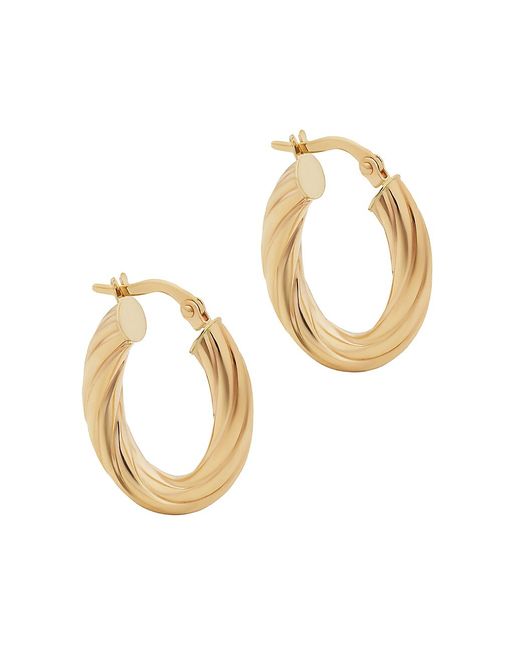 Oradina 14K Solid Gold With a Twist Oval Hoops